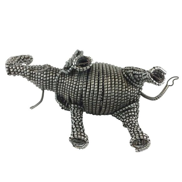 Handcrafted Wire Elephant Figurine Indian Boho Decor Decorative Metal Sculpture - Picture 5 of 6